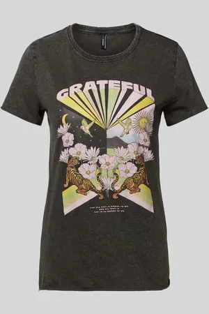 ONLY T-shirt o kroju regular fit z czystej bawełny z nadrukiem z motywem model ‘LUCY LIFE’