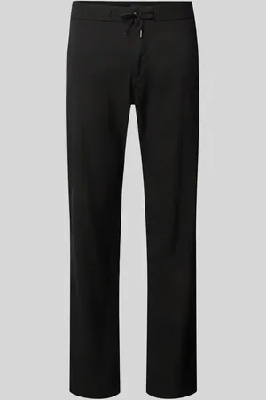 HUGO BOSS Spodnie lniane o kroju straight fit z elastycznym pasem model ‘Sanderson’