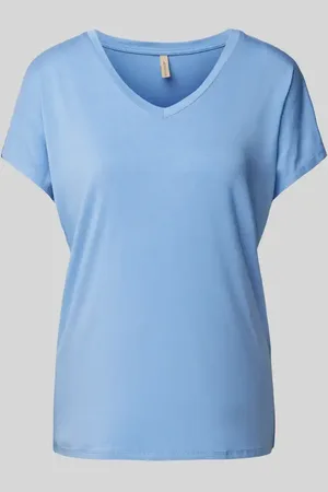 soyaconcept T-shirt z prążkowanym dekoltem w serek model ‘Marica’