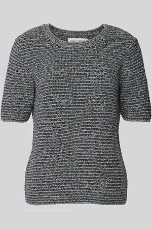 Marc O’ Polo Sweter z krótkim rękawem o kroju slim fit z mieszanki bawełny z efektem melanżu