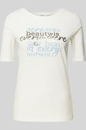 QS by s.Oliver T-shirt o kroju regular fit z nadrukiem z napisem