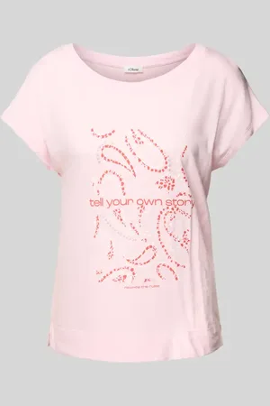 QS by s.Oliver T-shirt z mieszanki bawełny i wiskozy z nadrukiem w artystycznym stylu