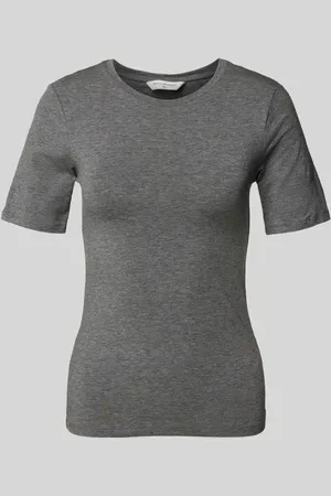 MSCH T-shirt z prążkowanym, okrągłym dekoltem model ‘Betrina’