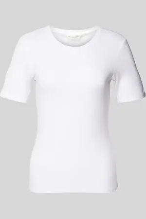 MSCH T-shirt z prążkowanym, okrągłym dekoltem model ‘Betrina’