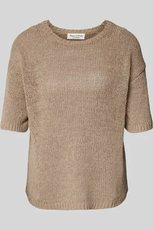 Marc O’ Polo Sweter z dzianiny o kroju slim fit z mieszanki bawełny z krótkim rękawem