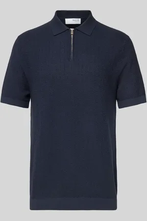 SELECTED Koszulka polo z krótkim zamkiem błyskawicznym