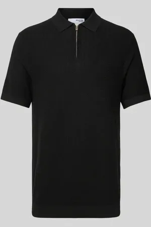 SELECTED Koszulka polo z krótkim zamkiem błyskawicznym