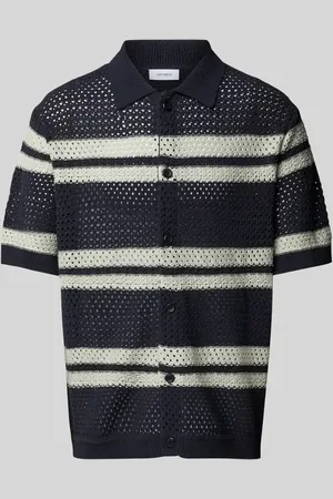 Les Deux Koszula casualowa o kroju regular fit z ażurowym wzorem model ‘Gianni’
