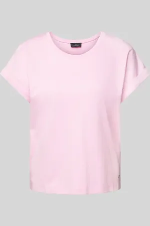 monari T-shirt z prążkowanym okrągłym dekoltem