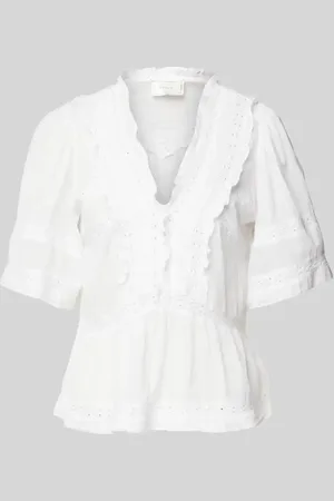 Neo Noir Top bluzkowy o kroju regular fit z koronką szydełkową model ‘Evienne S Voile’