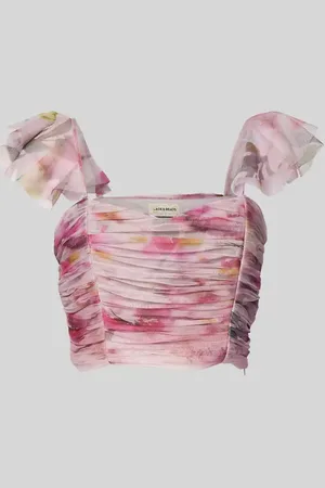 Lace & Beads Top bluzkowy krótki z marszczeniami