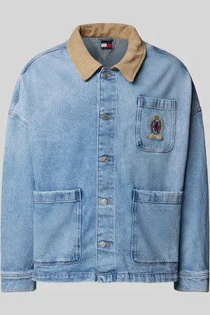 Tommy Hilfiger Kurtka jeansowa o kroju relaxed fit z kołnierzem w kontrastowym kolorze