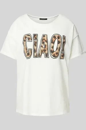 Oui T-shirt z nadrukiem ze sloganem