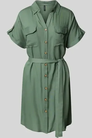 VERO MODA Sukienka mini taliowana z czystej wiskozy model ‘BUMPY’