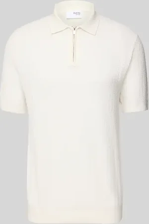 SELECTED Koszulka polo z krótkim zamkiem błyskawicznym