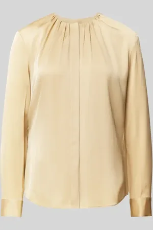 HUGO BOSS Bluzka jedwabna o kroju regular fit z plisami model ‘Banorah’