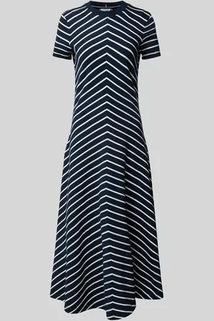Tommy Hilfiger Sukienka midi taliowana z czystej bawełny