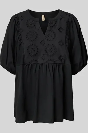 soyaconcept Bluzka o kroju relaxed fit z haftem angielskim model ‘LORAINE’