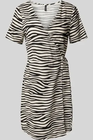 VERO MODA Sukienka kopertowa taliowana z mieszanki wiskozy i lnu model ‘MYMILO’
