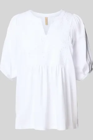 soyaconcept Bluzka o kroju relaxed fit z haftem angielskim model ‘LORAINE’