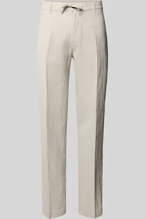 SELECTED Spodnie lniane o kroju regular fit w kant model ‘LEROY’