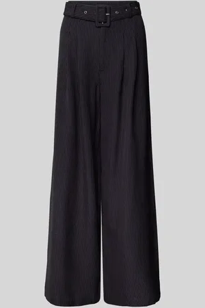 My Essential Wardrobe Spodnie z zakładkami w pasie, szeroką nogawką i paskiem model ‘Vitta’