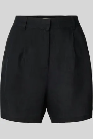 Gina Tricot Szorty lniane o kroju relaxed fit z zakładkami w pasie