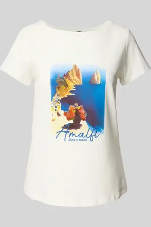 More & More T-shirt z prążkowanym okrągłym dekoltem