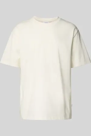 Lindbergh T-shirt z prążkowanym okrągłym dekoltem