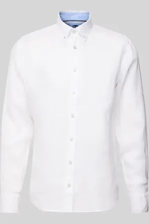 Fynch-Hatton Koszula lniana o kroju regular fit z kołnierzykiem typu button down