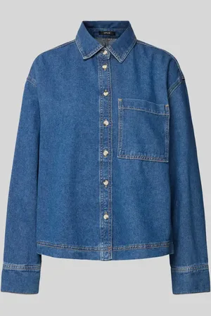 Opus Bluzka jeansowa o kroju regular fit z kieszenią na piersi model ‘Felyn’