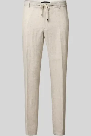 JOOP! Spodnie lniane o kroju slim fit z elastycznym pasem model ‘Sake’
