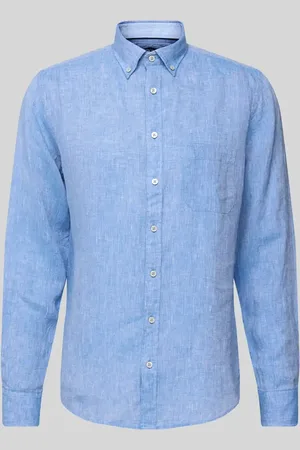 Fynch-Hatton Koszula lniana o kroju regular fit z kołnierzykiem typu button down