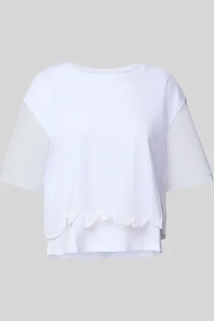 Armani Exchange T-shirt z prążkowanym okrągłym dekoltem
