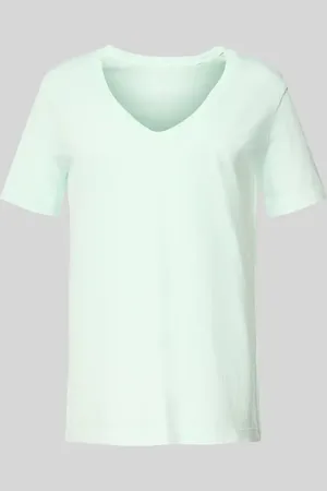 GANT T-shirt z prążkowanym dekoltem w serek