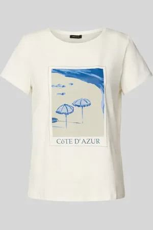 More & More T-shirt z prążkowanym okrągłym dekoltem