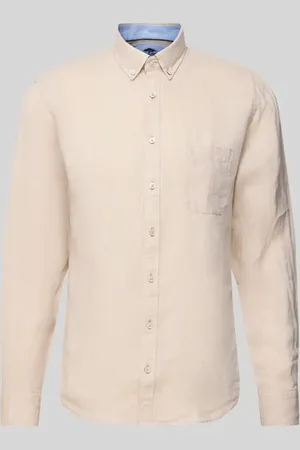 Fynch-Hatton Koszula lniana o kroju regular fit z kołnierzykiem typu button down