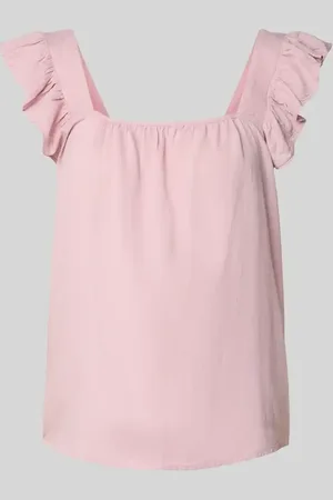 Pieces® Top o kroju relaxed fit z mieszanki wiskozy i lnu model ‘PIA’