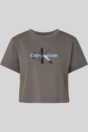 Calvin Klein T-shirt krótki z okrągłym, prążkowanym dekoltem