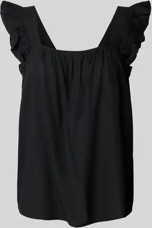 Pieces® Top o kroju relaxed fit z mieszanki wiskozy i lnu model ‘PIA’