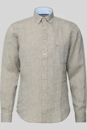 Fynch-Hatton Koszula lniana o kroju regular fit z kołnierzykiem typu button down