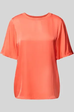 Comma, T-shirt z prążkowanym okrągłym dekoltem