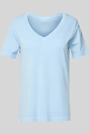 GANT T-shirt z prążkowanym dekoltem w serek