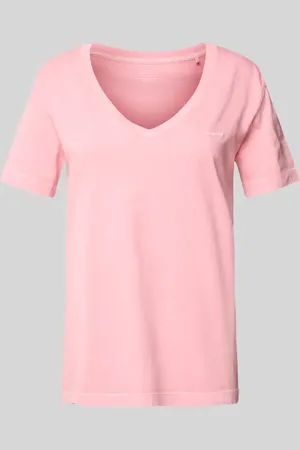 GANT T-shirt z prążkowanym dekoltem w serek
