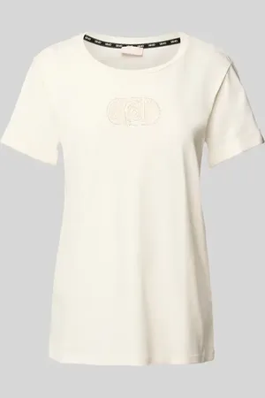 Liu Jo T-shirt z prążkowanym okrągłym dekoltem