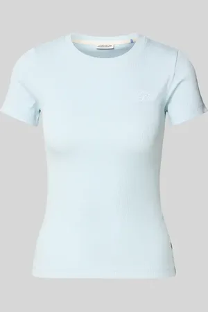 Guess T-shirt o kroju slim fit z efektem prążkowania