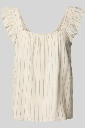 Pieces® Top o kroju relaxed fit z mieszanki wiskozy i lnu model ‘PIA’