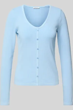 TOM TAILOR Bluzka z długim rękawem o kroju slim fit z mieszanki bawełny