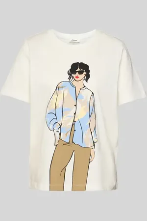 QS by s.Oliver T-shirt o kroju relaxed fit z czystej bawełny