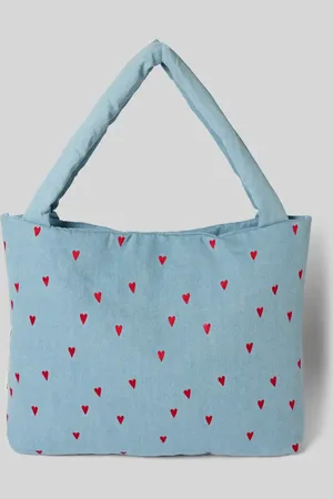 Studio Noos Torba shopper z haftami model ‘Denim Hearts’